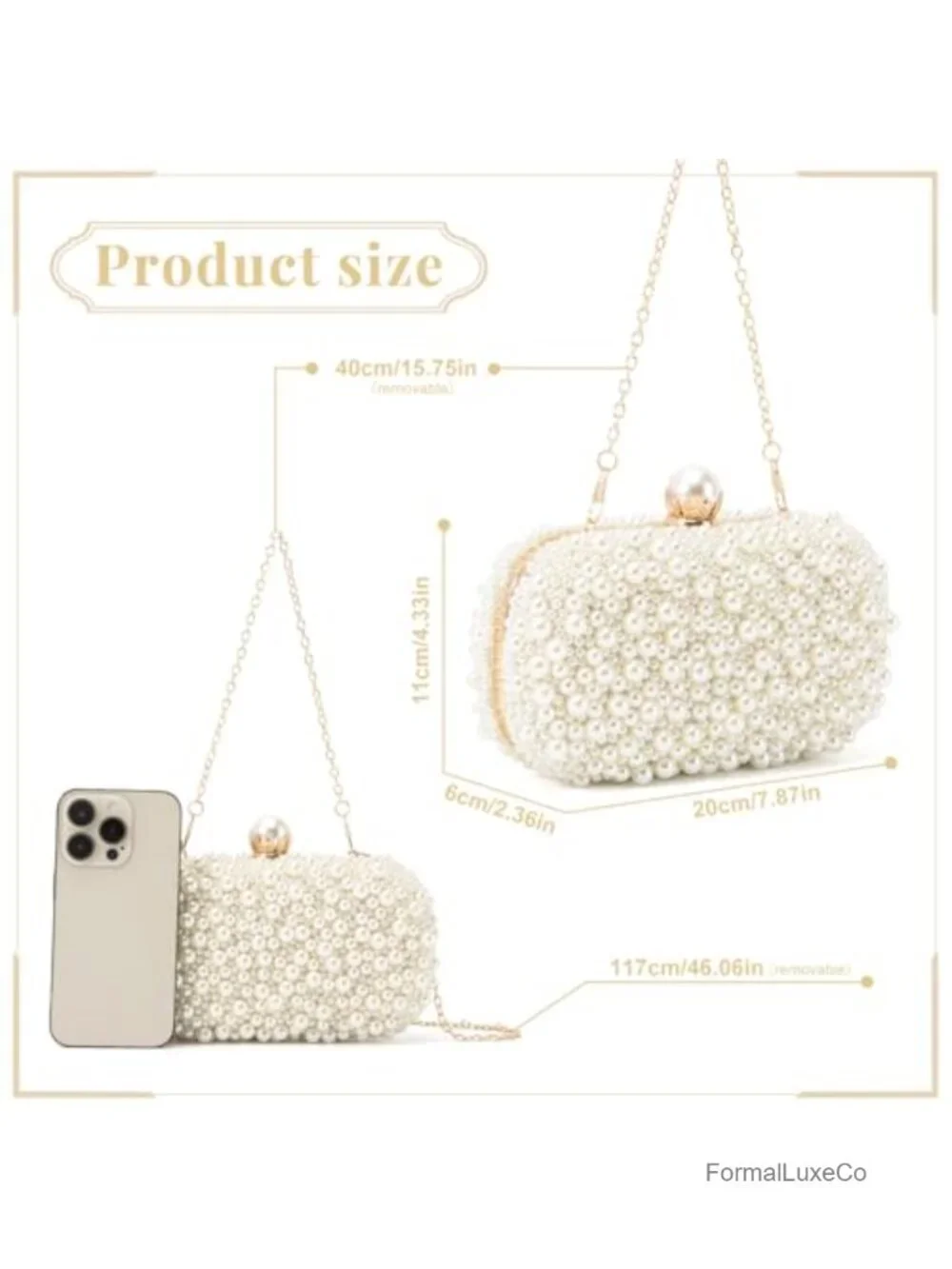 Beaded Clutch Evening Bag with Pearls for Wedding Prom